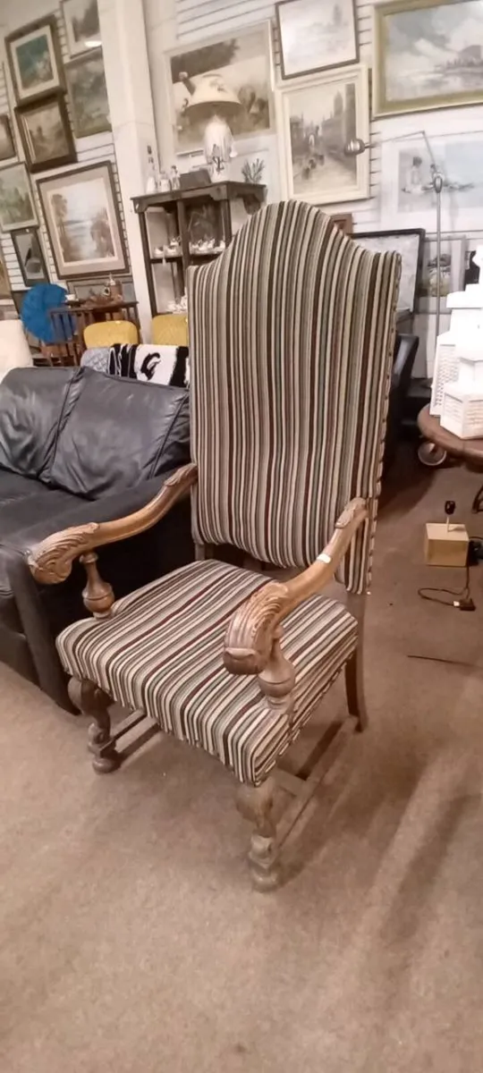 Large Carved Oak Framed Armchair