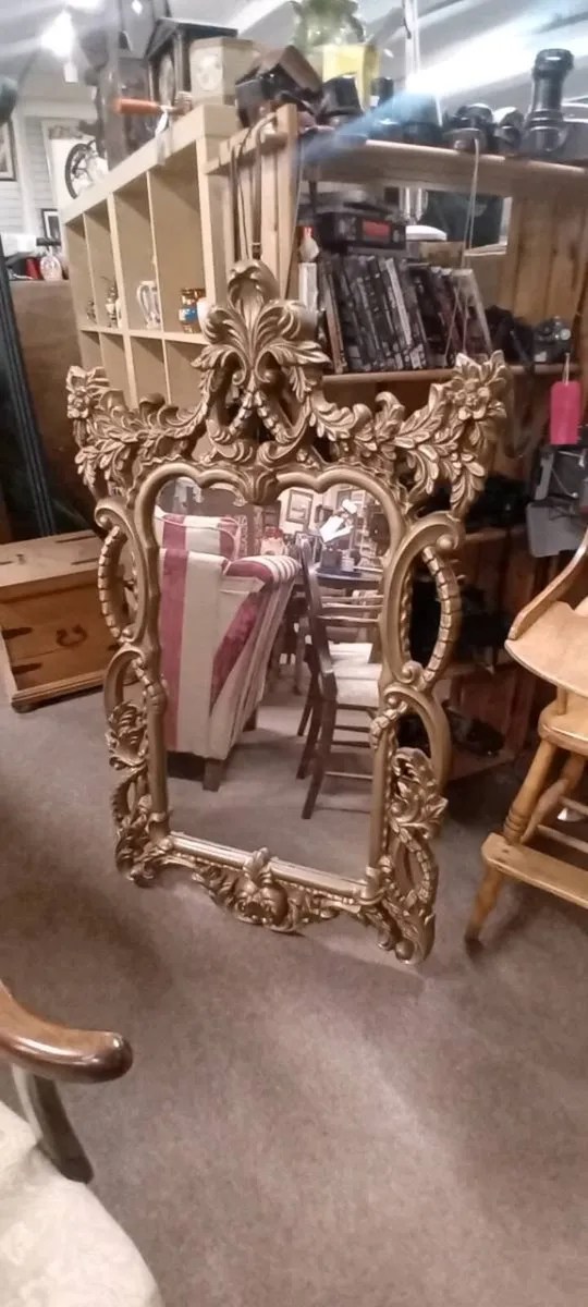 Large Modern Decorative Gilt Framed Mirror