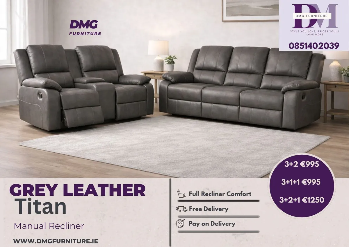 New 3+1+1 Leather Recliner Sofas - Image 3