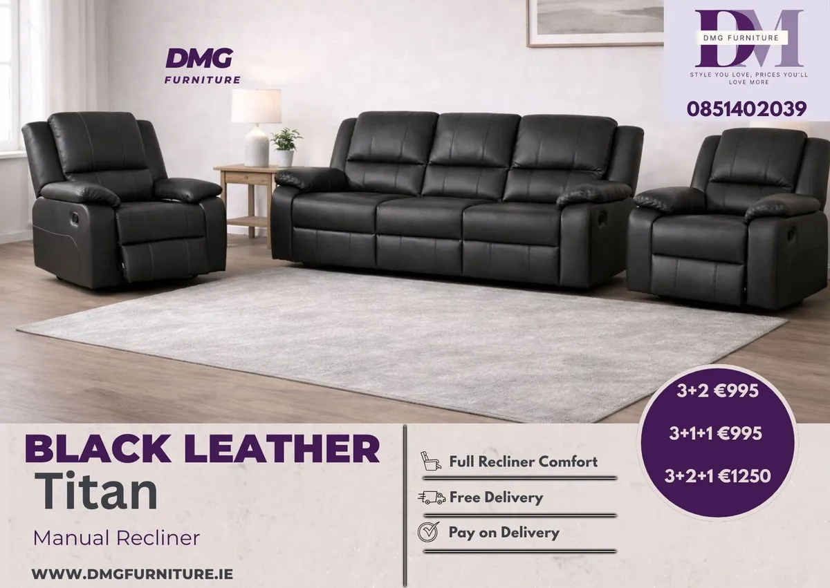 New 3+1+1 Leather Recliner Sofas - Image 4