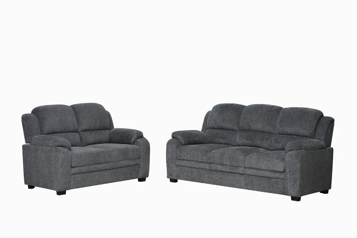 New Grey Fabric Tova 3+2 Free Delivery - Image 1