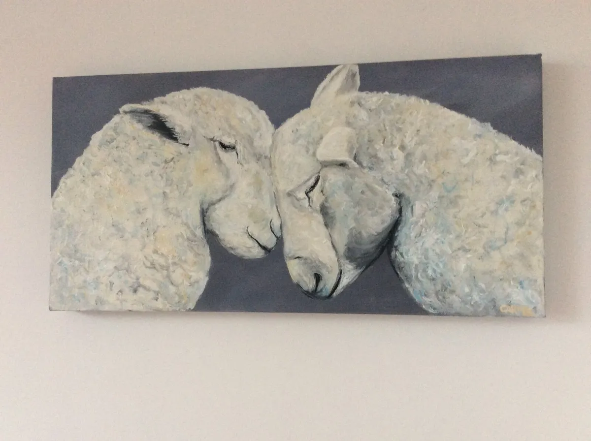 Art Oil painting ‘adorable lambs ’ large Large pai - Image 1