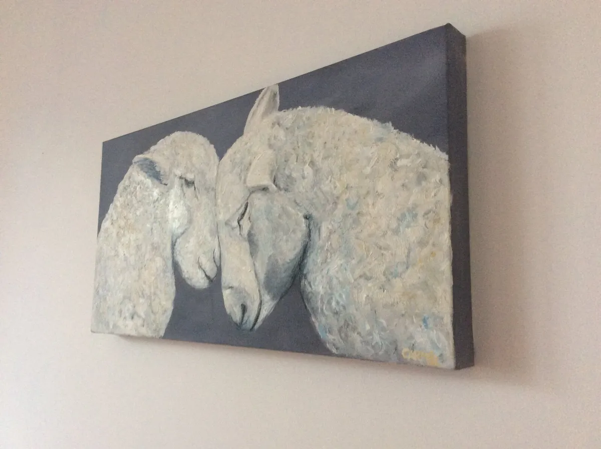 Art Oil painting ‘adorable lambs ’ large Large pai - Image 2