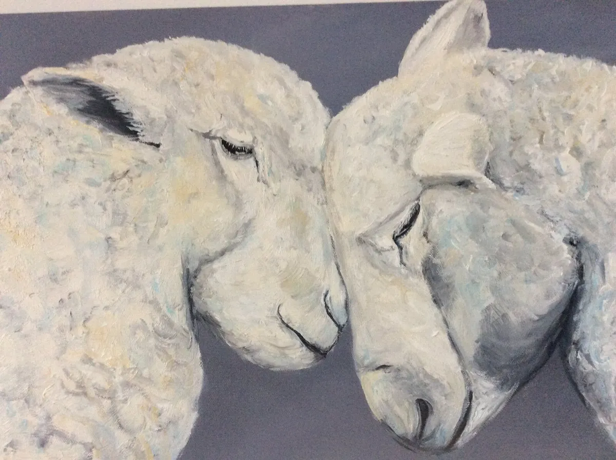 Art Oil painting ‘adorable lambs ’ large Large pai - Image 3