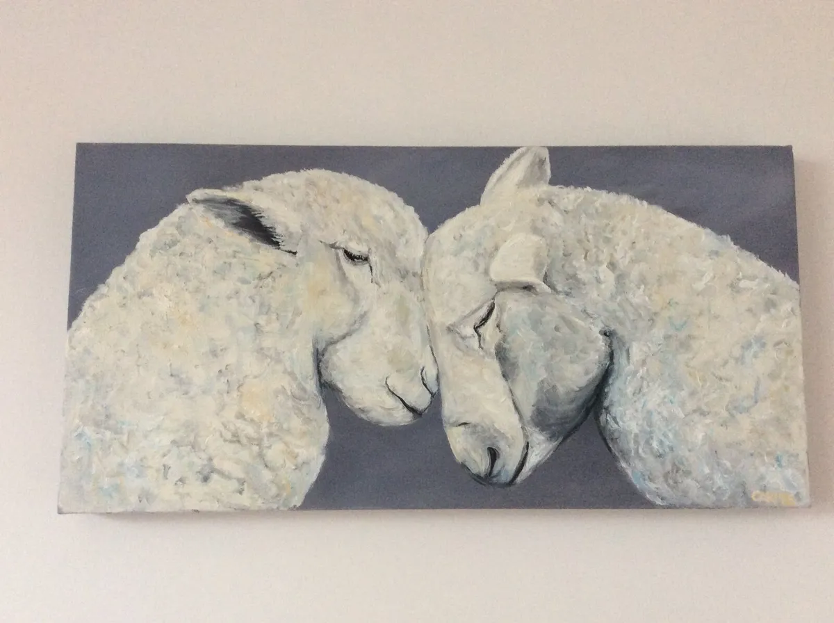 Art Oil painting ‘adorable lambs ’ large Large pai - Image 4