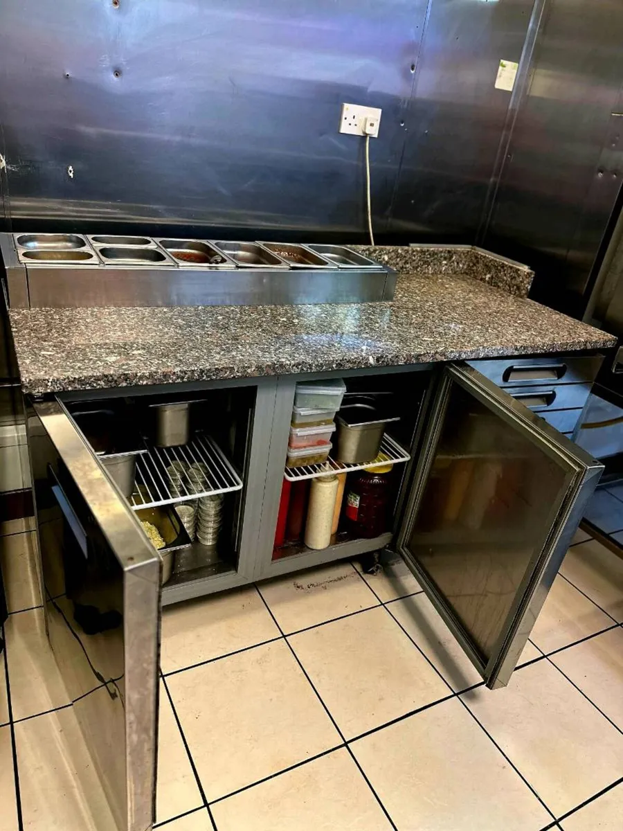 Commercial 2 Door Granite Top Prep Fridge / - Image 4