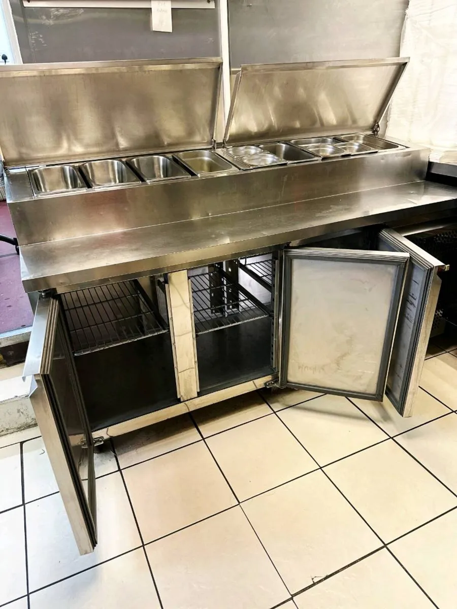 Commercial Stainless Steel 3 Door Prep Fridge - Image 3