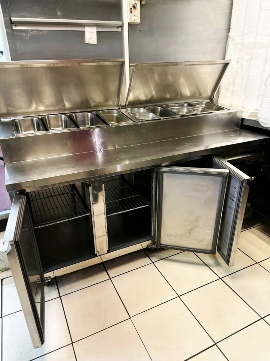 Commercial Stainless Steel 3 Door Prep Fridge - Image 4