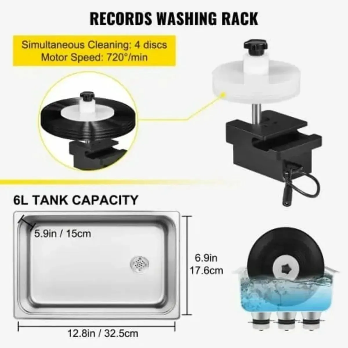 6L Ultrasonic Vinyl Record Cleaner 40kHz Machine - Image 3