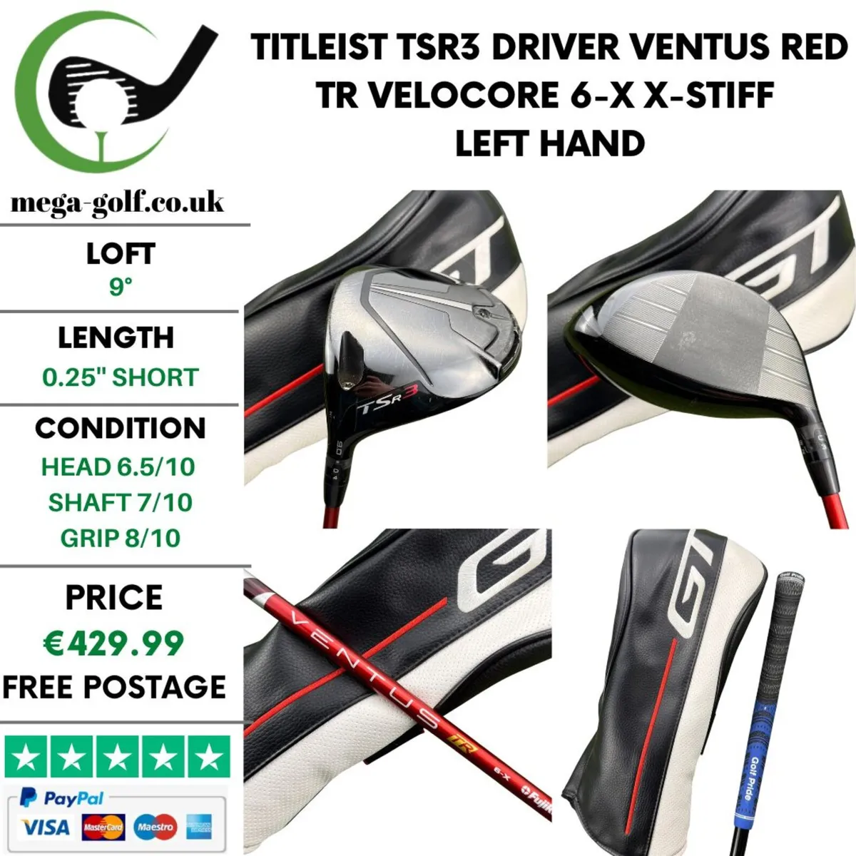 Titleist TSR3 Driver / 9° / X-Stiff / Left Hand - Image 1