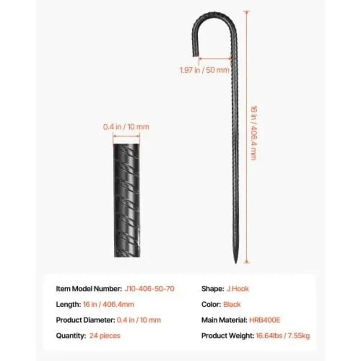 12-Inch 8 Pack Rebar Stakes 304,8x82,04 mm Heavy D - Image 4