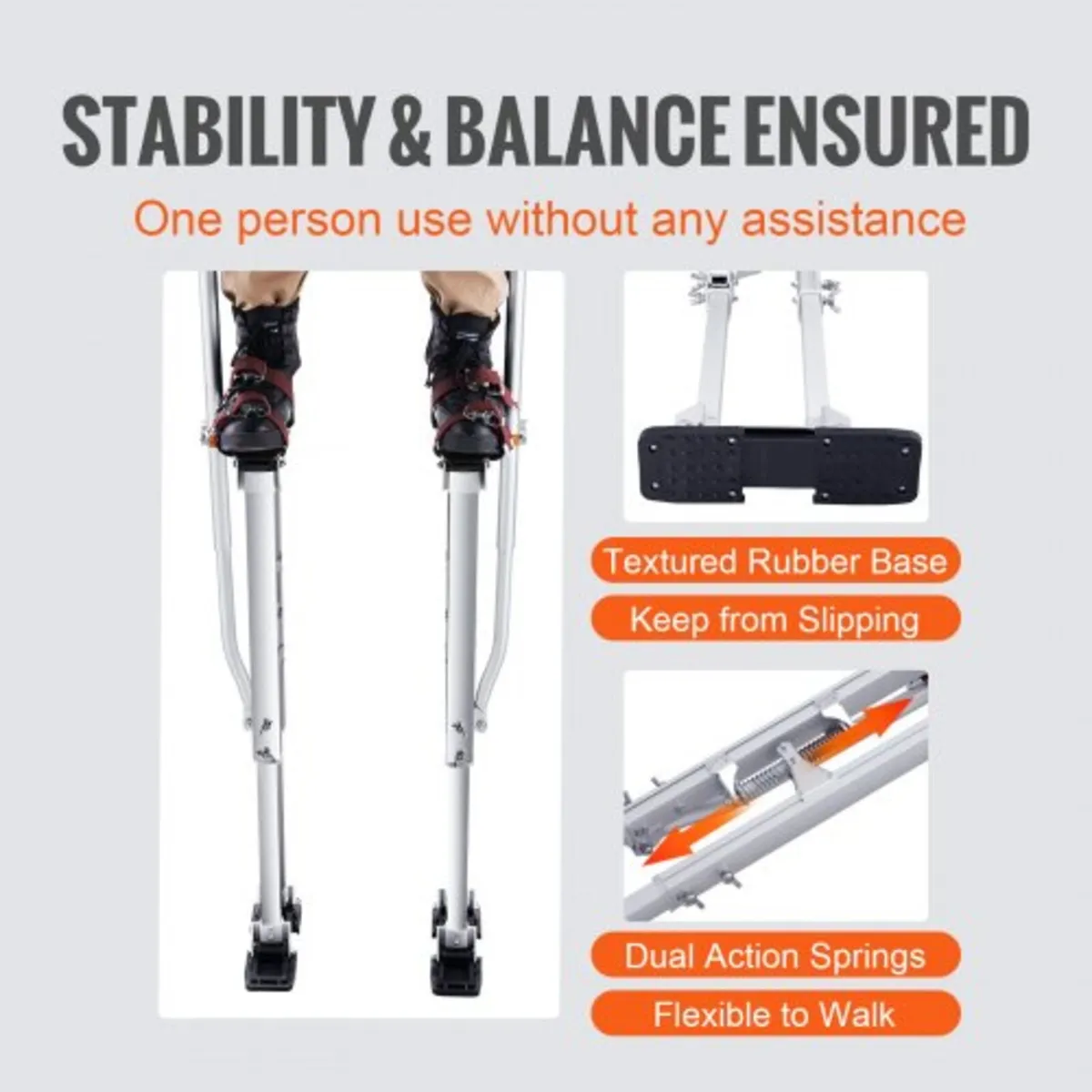 Drywall Stilts, 91.4 cm-127 cm Adjustable Aluminum - Image 4