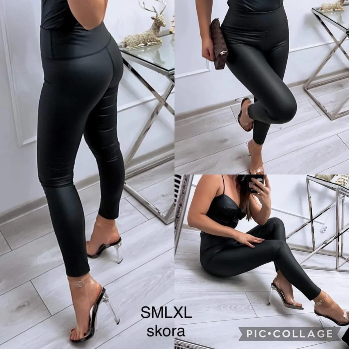 High Waist PU Leggings skinny - Image 1