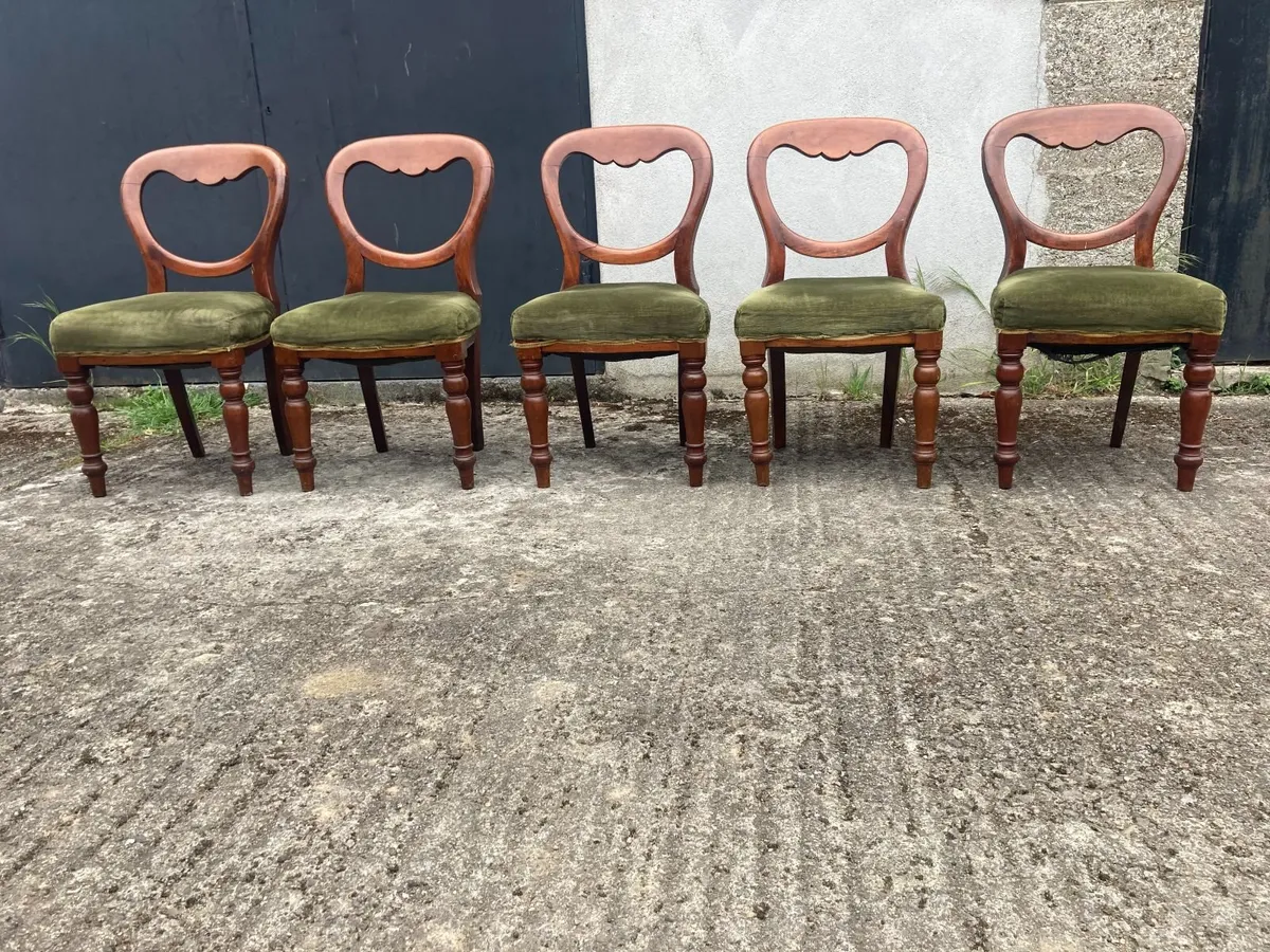 Antique Chairs x 5 - Balloon Back - Image 1