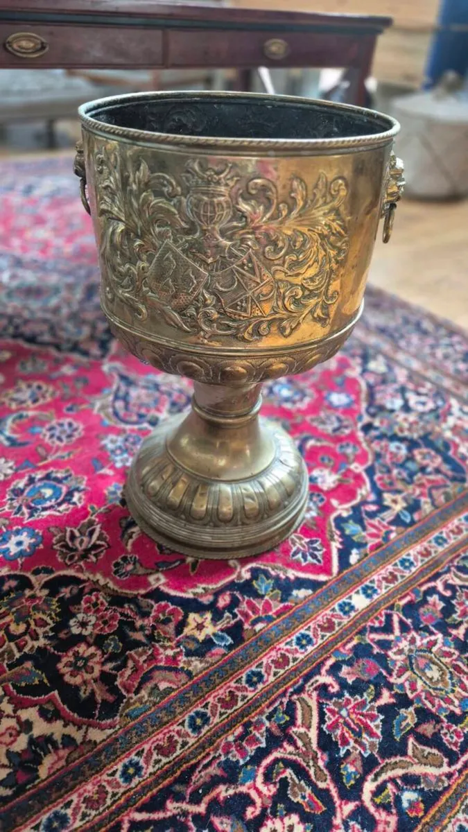 Antique Brass Planter - Image 1