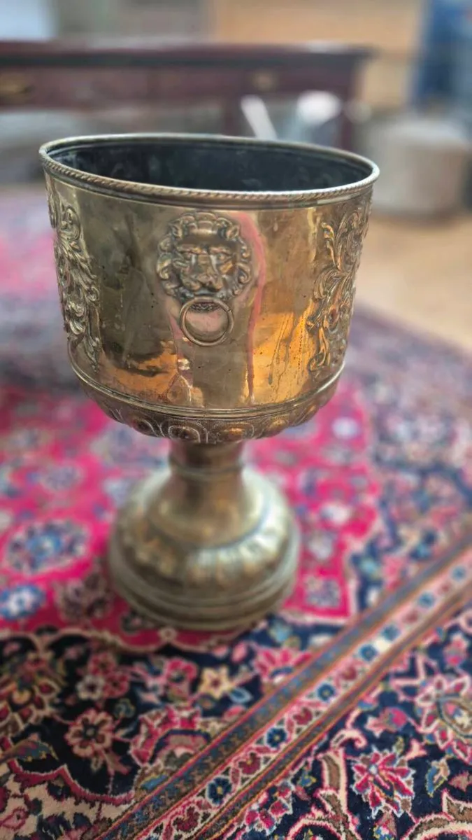 Antique Brass Planter - Image 2