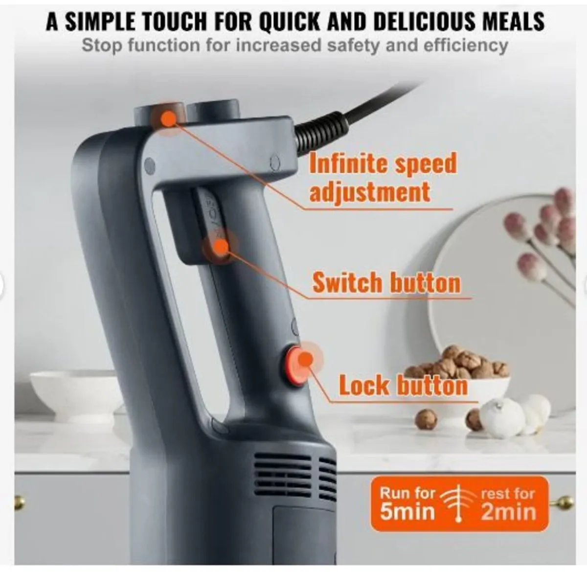 Commercial Immersion Blender, 750 Watt Heavy - Image 2