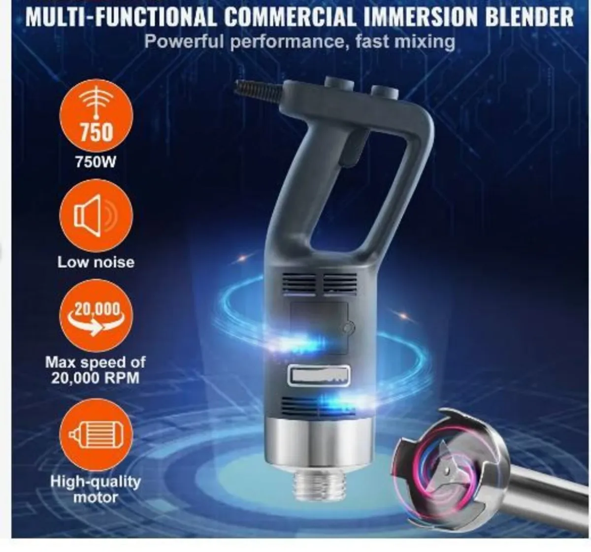 Commercial Immersion Blender, 750 Watt Heavy - Image 3
