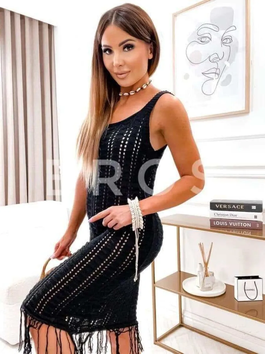 Boho Knitted Dress With Fringes 6-12 - Image 1