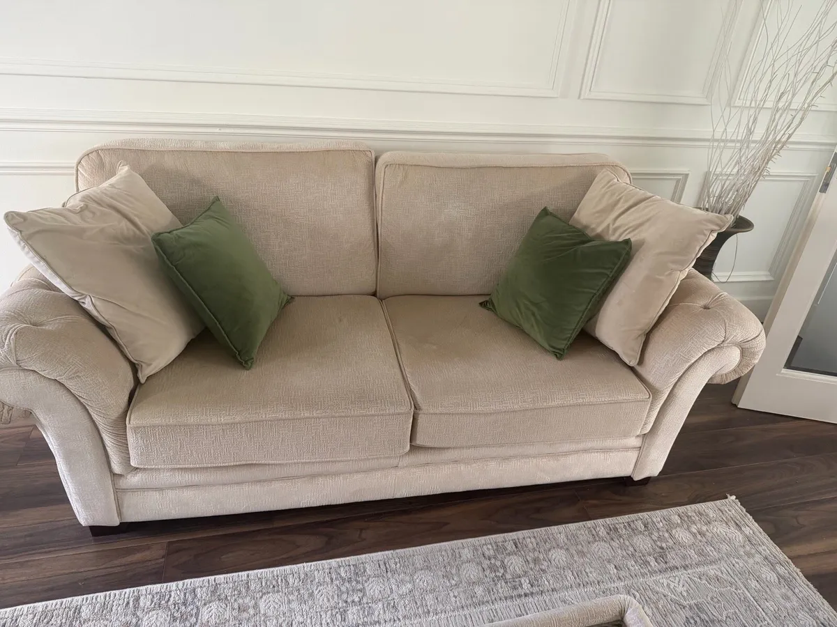 3 Seater & 2 Seater Sofa and Glass Top Footstool - Image 3