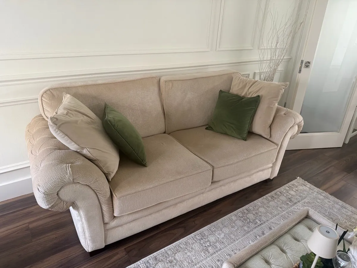 3 Seater & 2 Seater Sofa and Glass Top Footstool - Image 4