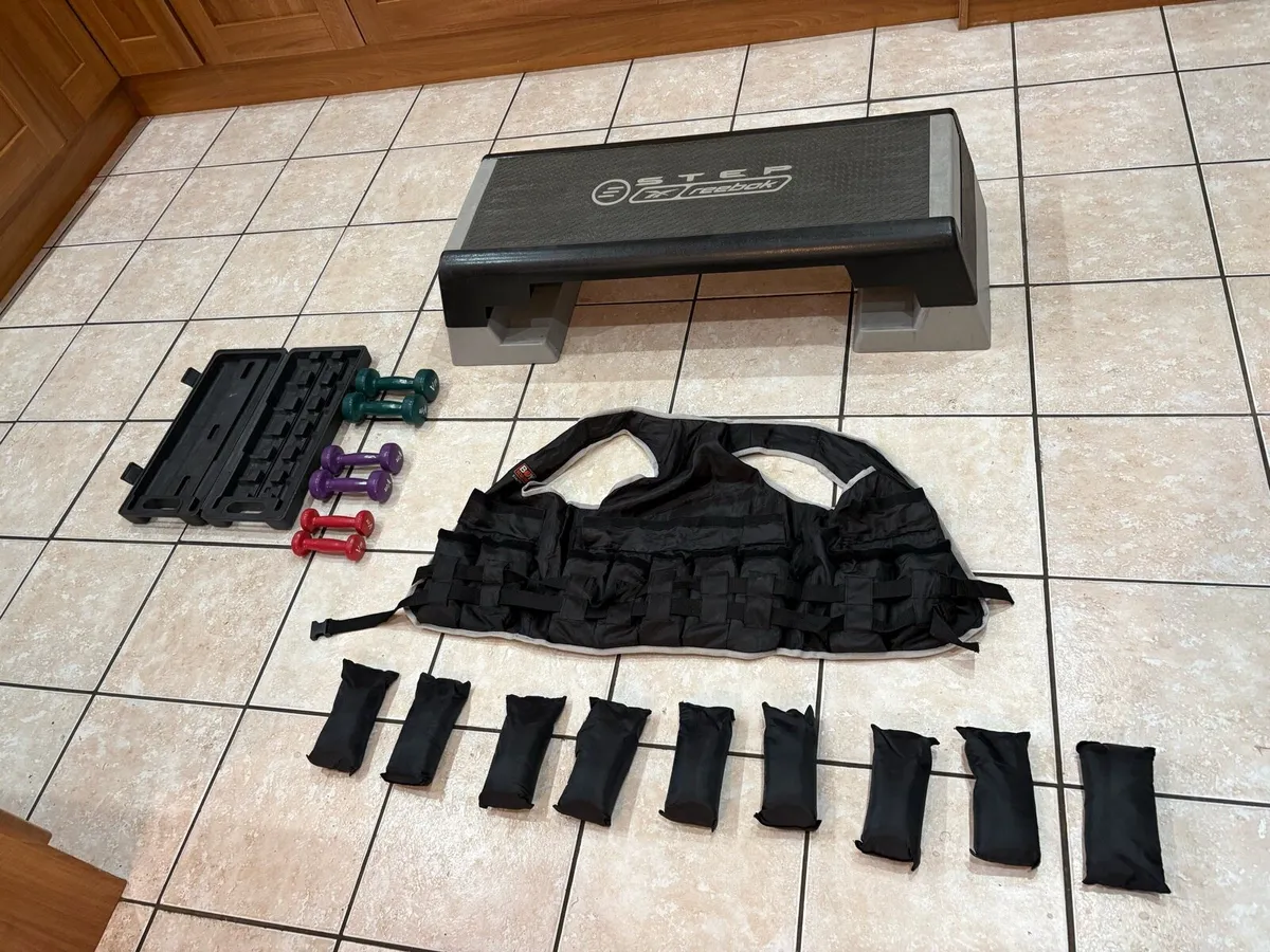WEIGHTED VEST, REEBOK STEP, DUMBBELLS + CASE! - Image 1