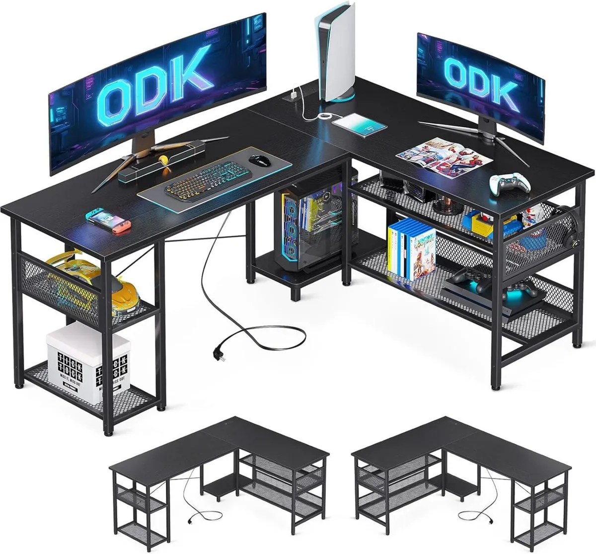 L Shaped Gaming Desk 150 x 102 cm Reversible - Image 1