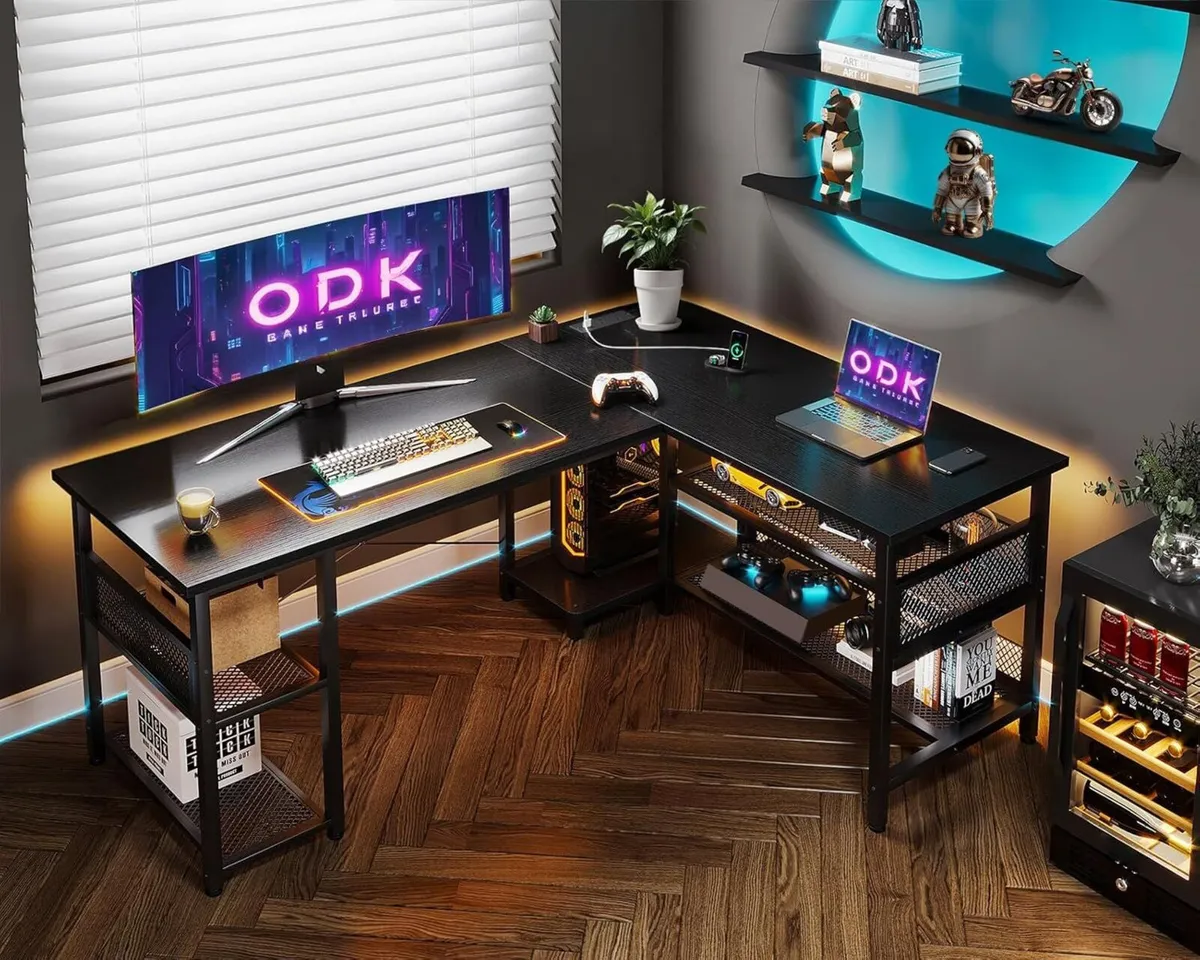 L Shaped Gaming Desk 150 x 102 cm Reversible - Image 2