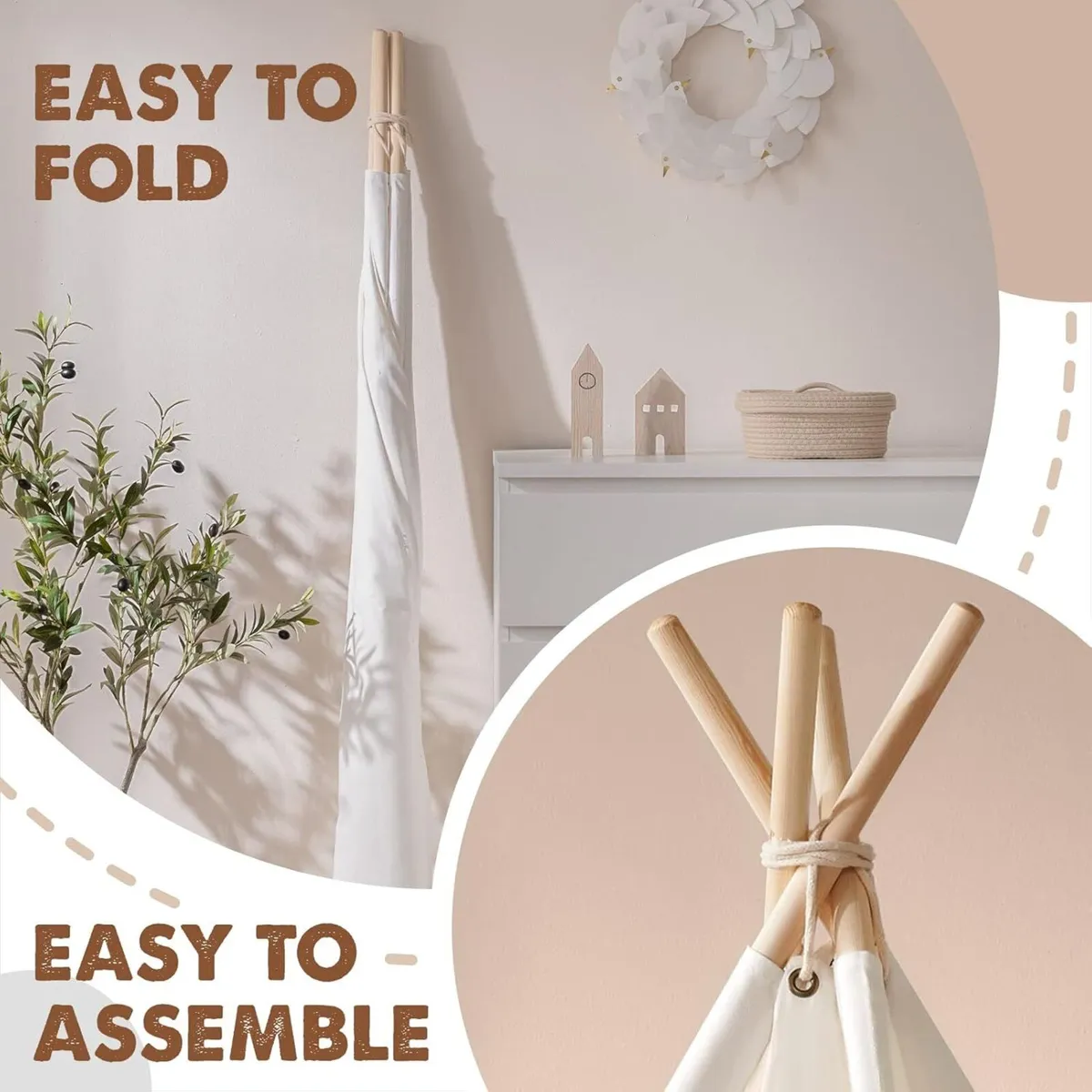Teepee Tent for Kids with Padded Mat Light String - Image 3