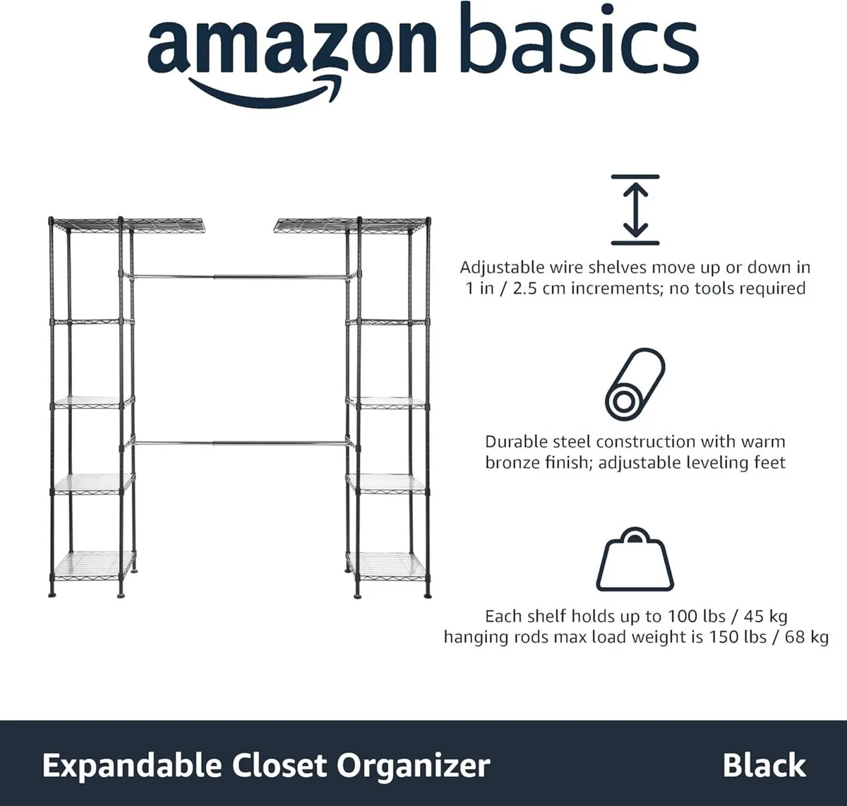 Expandable Wardrobe and Closet Organizer / Rail - Image 4