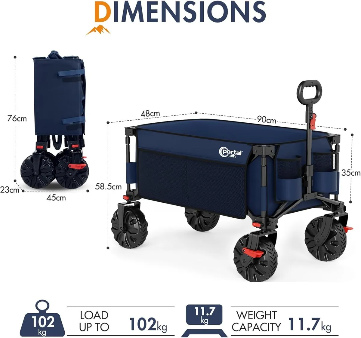 Beach Trolley on Wheels for Sand with Brakes All - Image 3