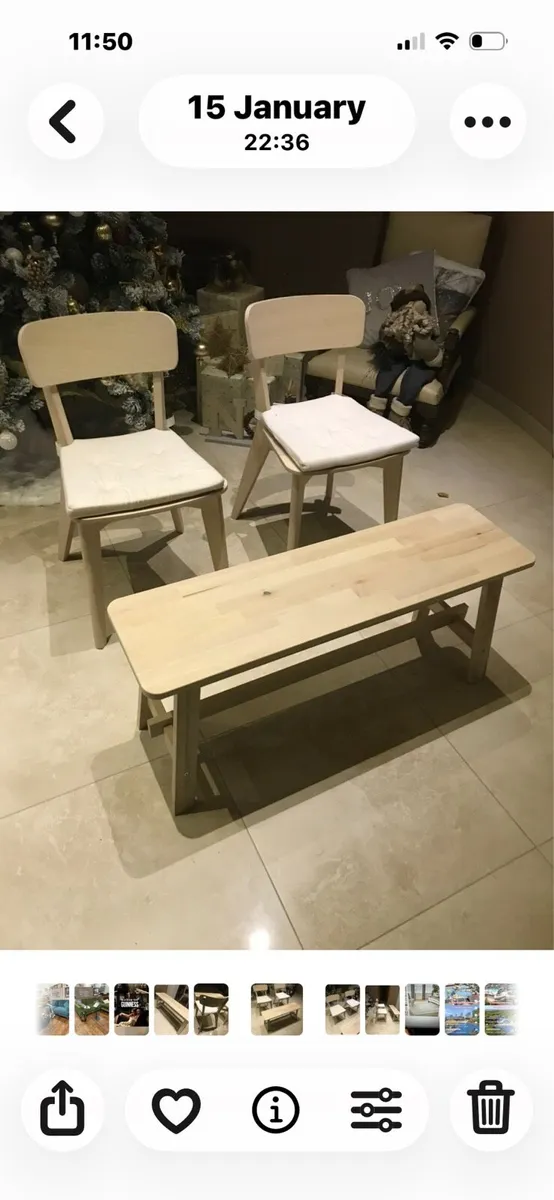 IKEA BENCH & 2 CHAIRS - Image 1