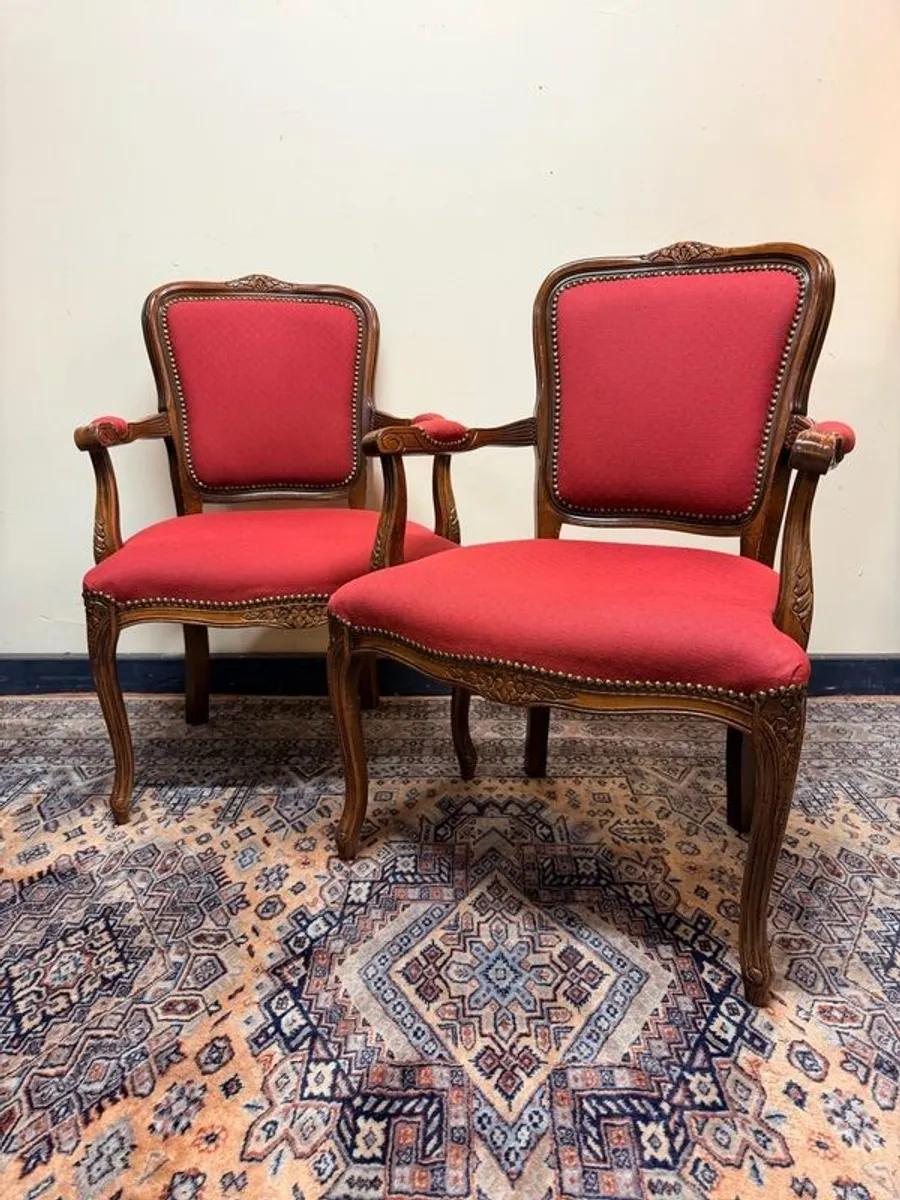 Pair of Vintage French Carved Armchairs - Image 1