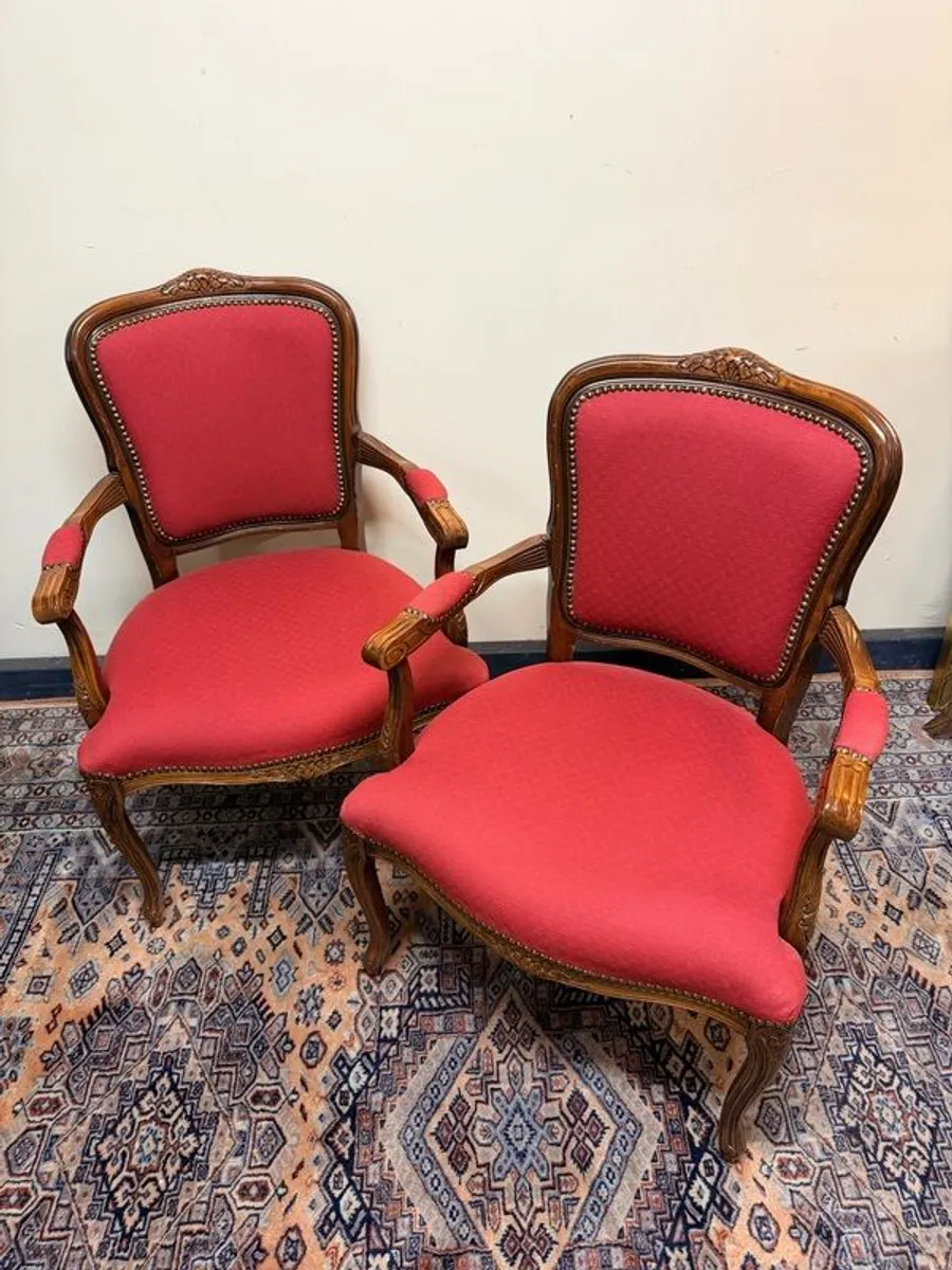 Pair of Vintage French Carved Armchairs - Image 2