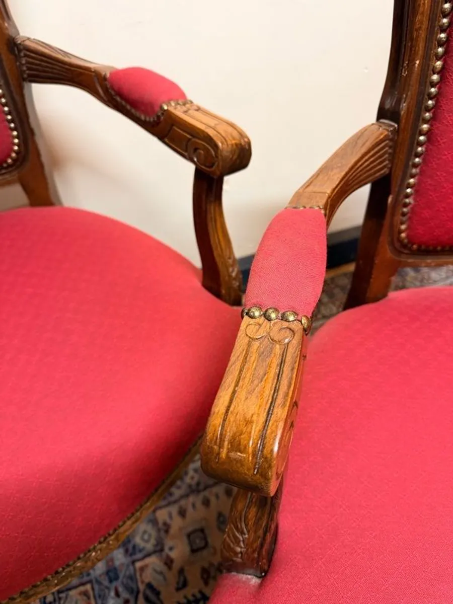 Pair of Vintage French Carved Armchairs - Image 3