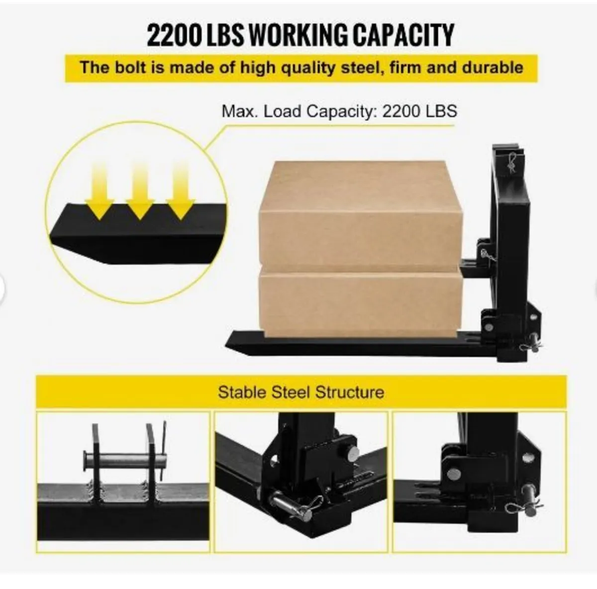 3 Point Hitch Pallet Fork 907.2 kg - Image 3