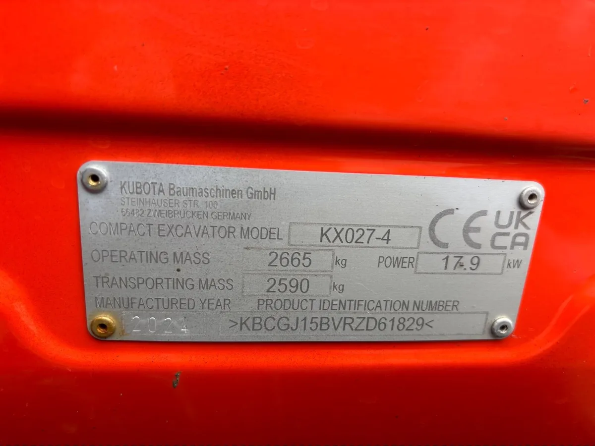 2024,KUBOTA KX 027-4 ONLY 573 HOURS - Image 3