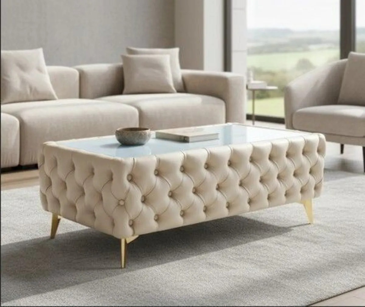 Chester Lux Premium Eco Leather Coffee Table 123cm - Image 1