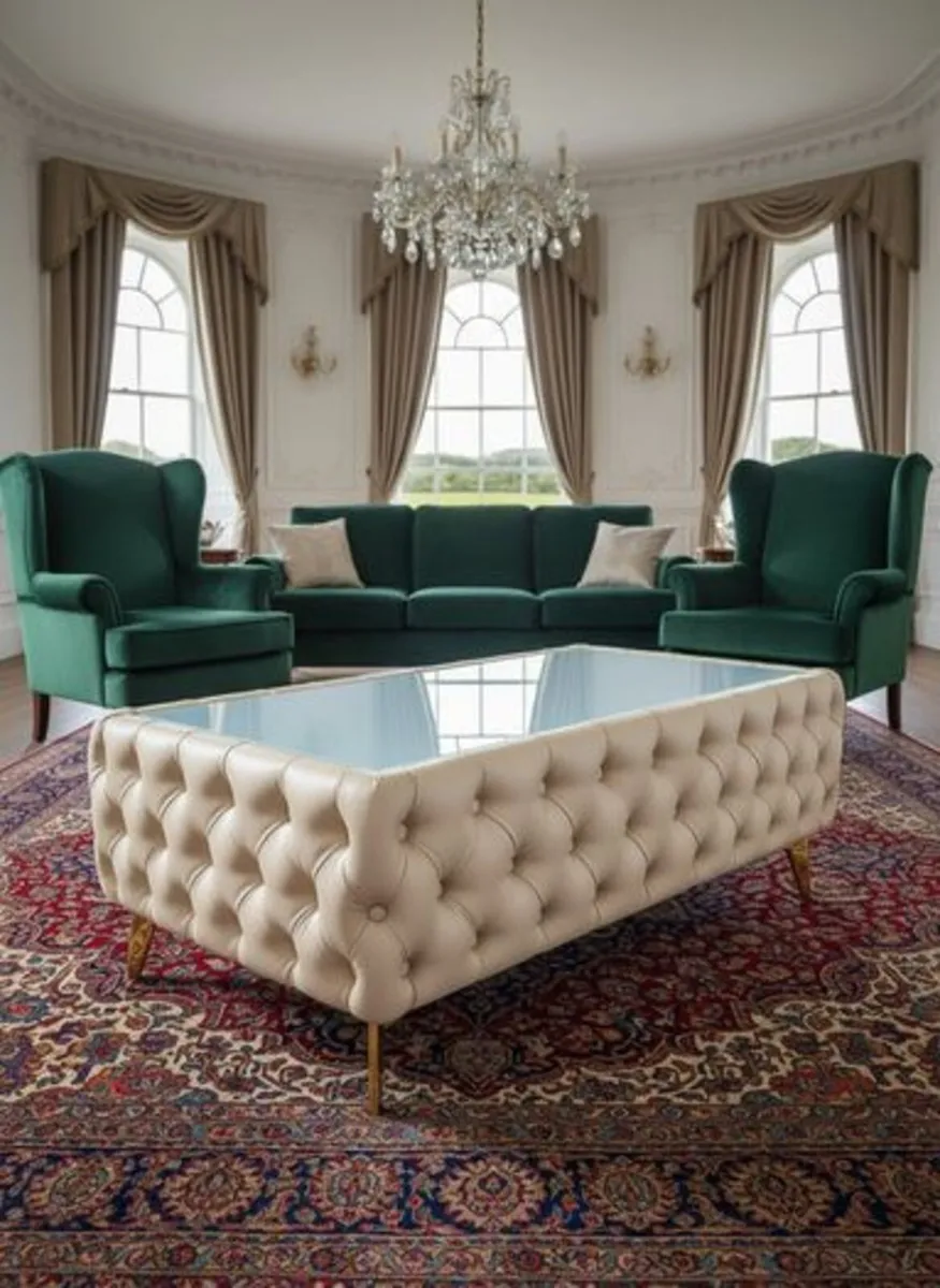 Chester Lux Premium Eco Leather Coffee Table 123cm - Image 2