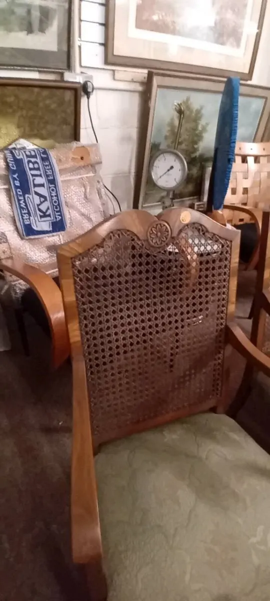 Pair Of Bergere Back Armchairs As Seen - Image 3
