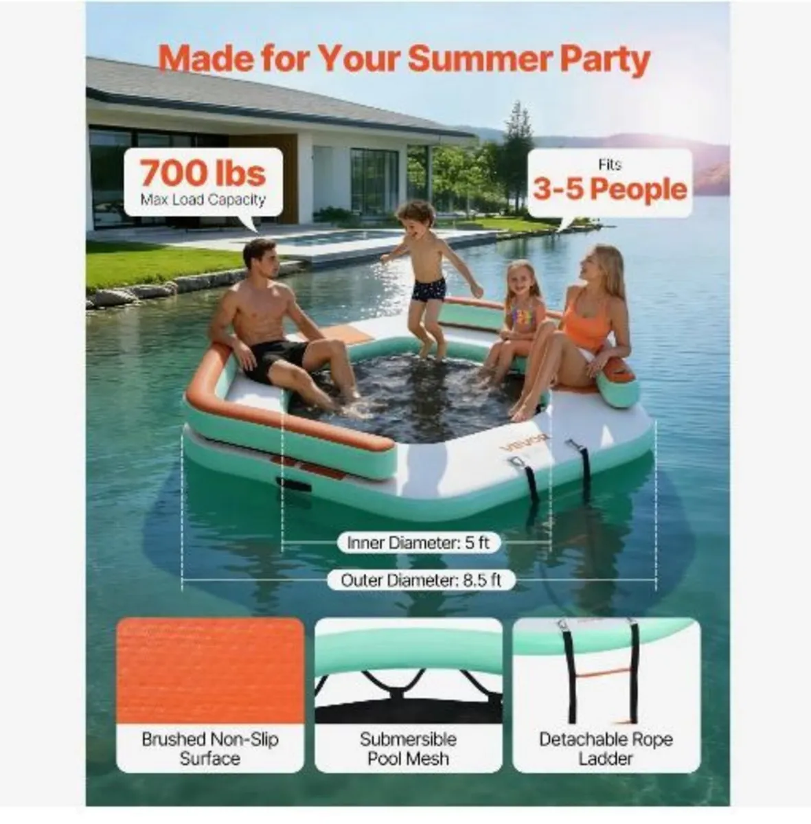 Inflatable Floating Dock, 2.6 x 2.6 M Inflatable - Image 3