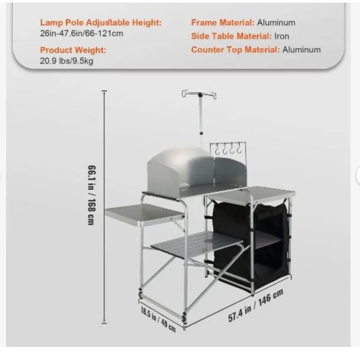 Camping Kitchen Table Folding Portable Cook - Image 4