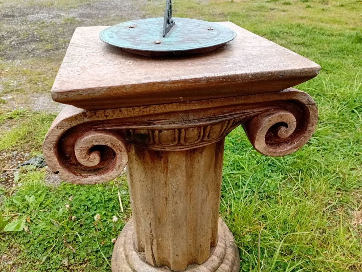 victorian bronze sundial on a solid wood base - Image 2