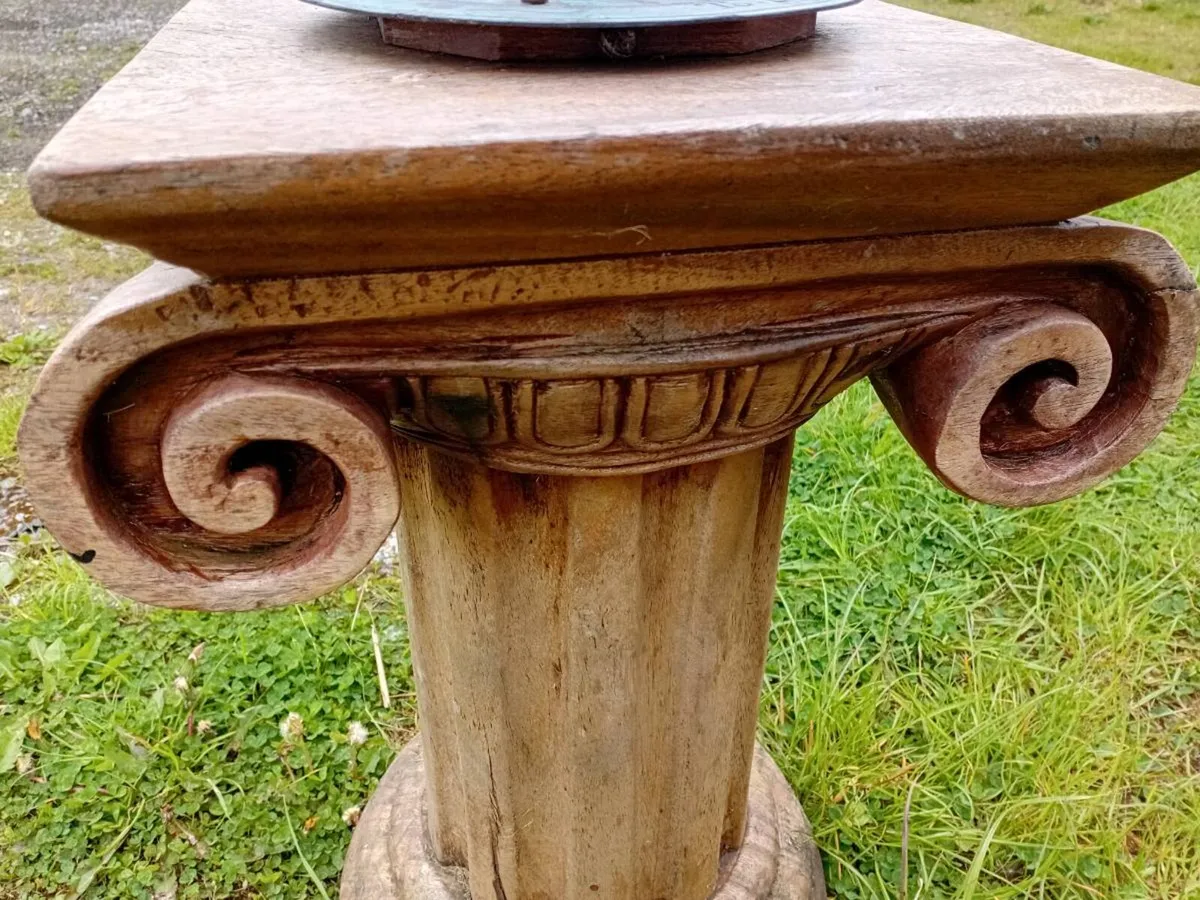 victorian bronze sundial on a solid wood base - Image 3