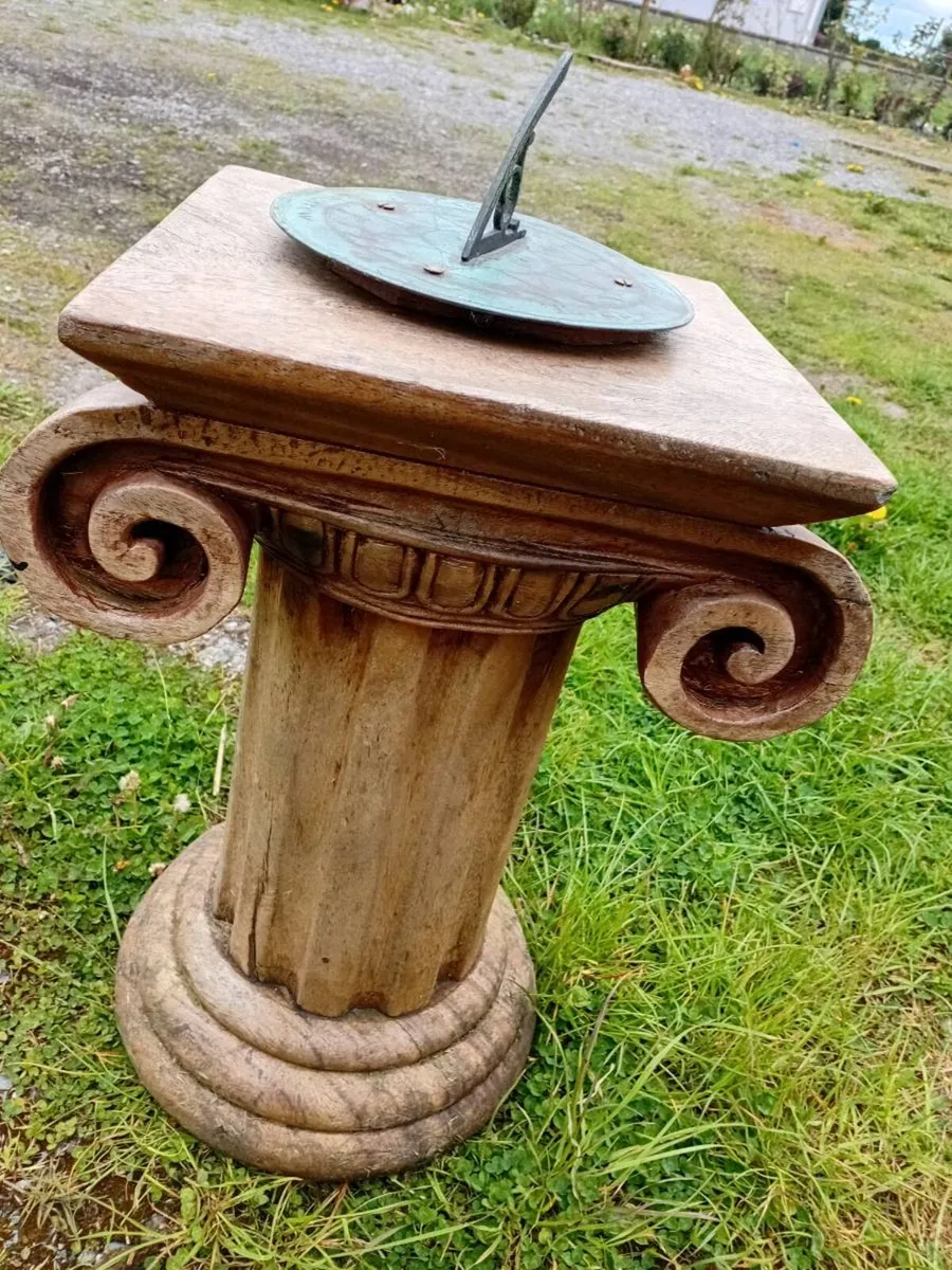 victorian bronze sundial on a solid wood base - Image 4