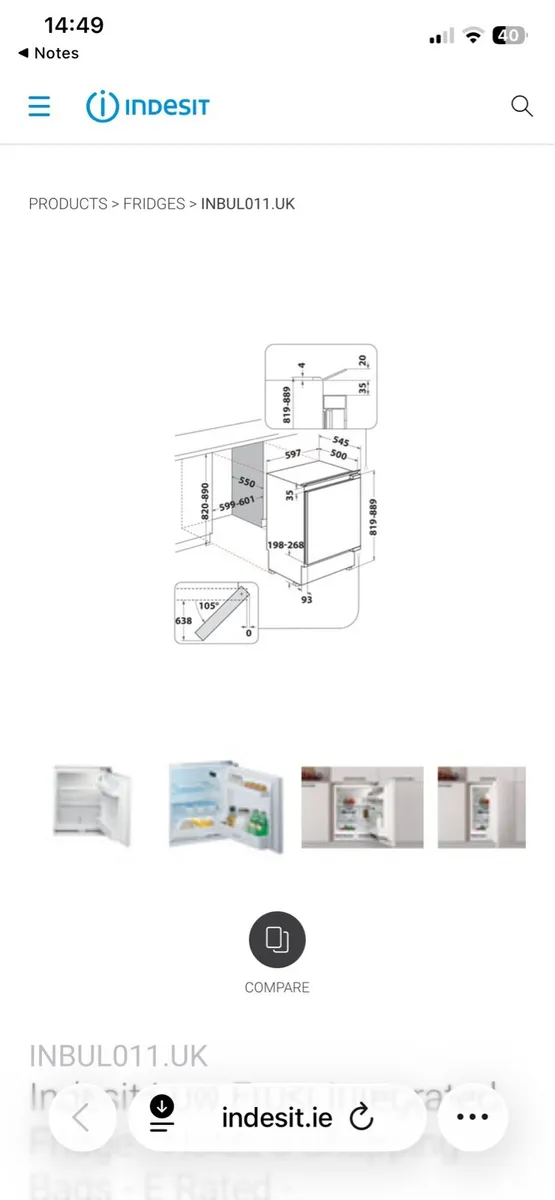 Fridge Under counter built in - Image 3