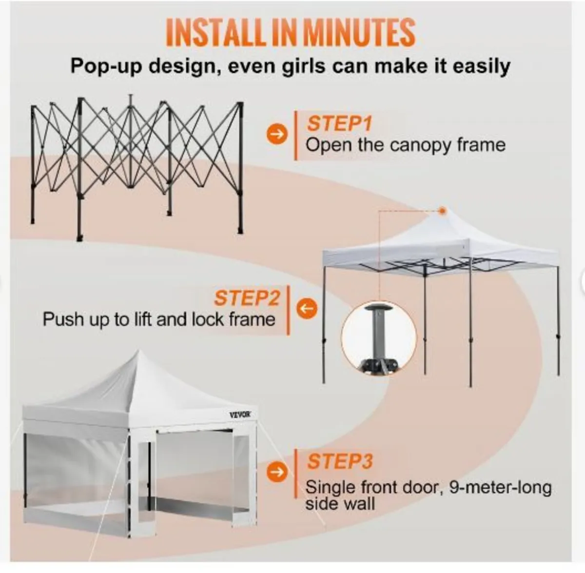 304.8 x 304.8 cm Pop Up Canopy Tent - Image 4