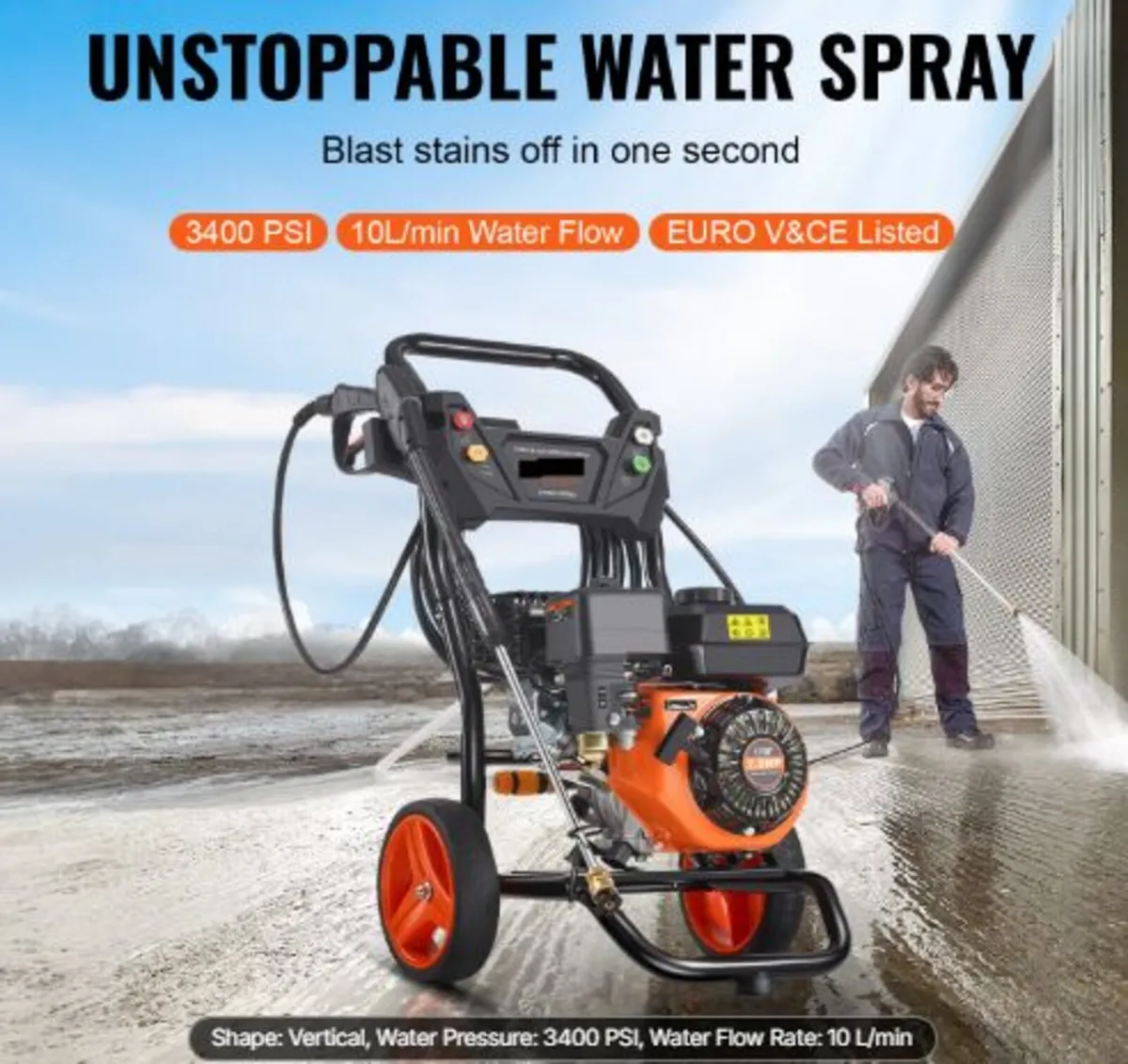 Gas Pressure Washer, 3400 PSI 2.6 GPM, Gas Powered - Image 2