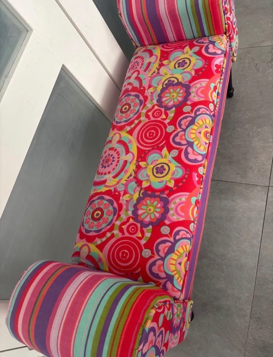 Vintage patchwork bench / french stool - Image 2