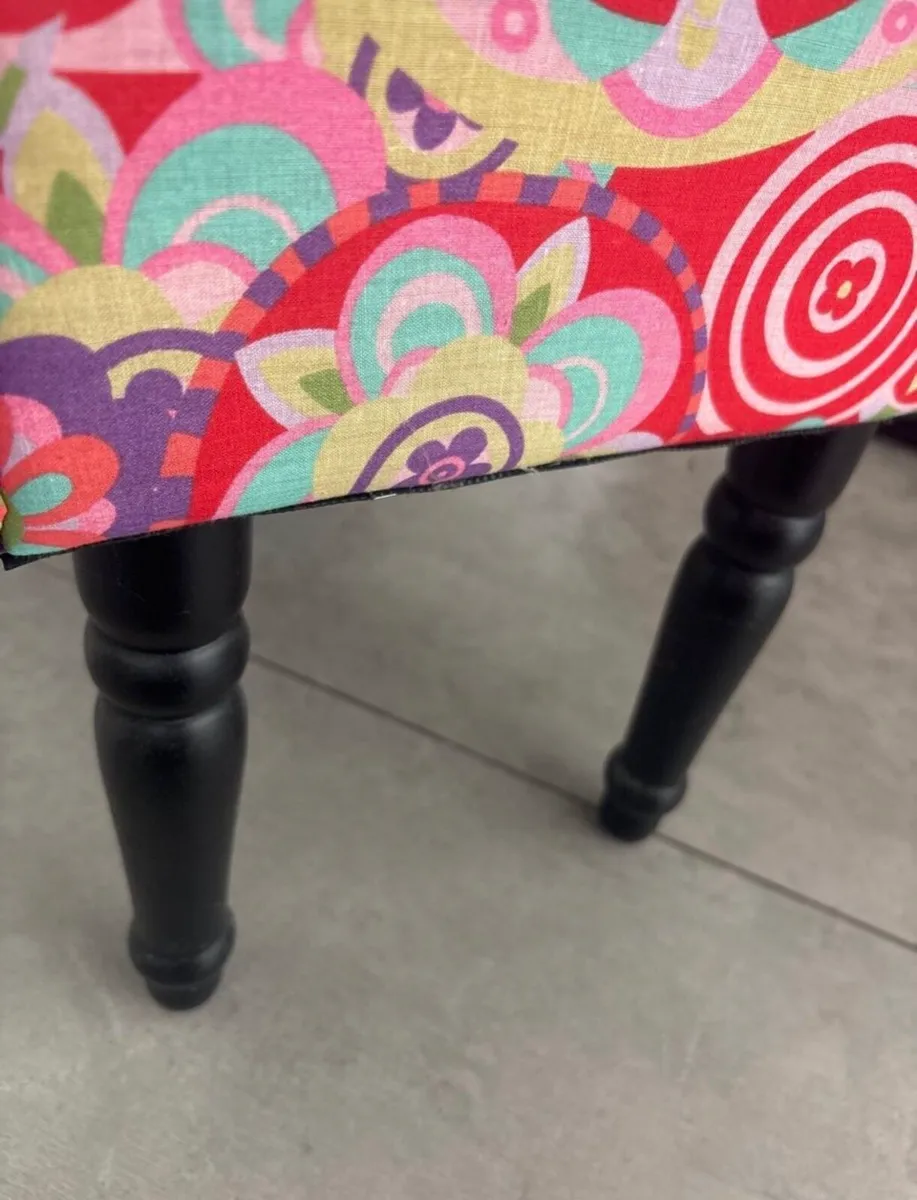 Vintage patchwork bench / french stool - Image 3